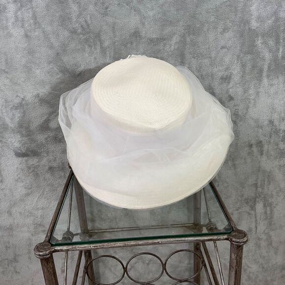 Betmar N Y Women's Church Derby Hat paper Tulle 3-D flower about 22” IC - Picture 9 of 11